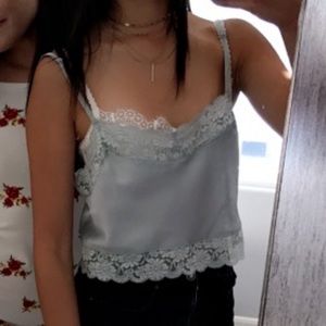 Baby blue lace brandy top